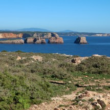 Marion making a joke with the little islands northeast of Sagres